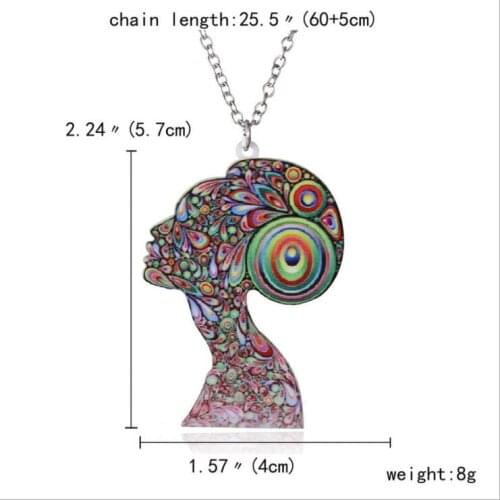 Acrylic coloured drawing bust necklace