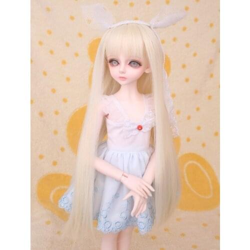 Doll accessories 1/4 bjd wig Doll long straight blonde wig hair basic simple hair pale gold