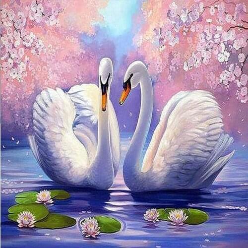 New 5D DIY Diamond Painting Cross Stitch White swan Full Rhinestones Mosaic Icon Diamond Embroidery Flowers Decor Painting FZ650