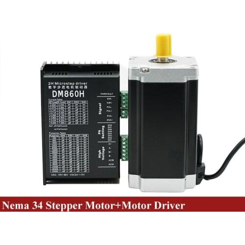 Free Shipping 4.0Nm 7.5Nm 8.5Nm 12Nm 2 Phase Hybrid Nema 34 Stepper Motor 86 5.0A+ZD-2HA860 Motor Driver