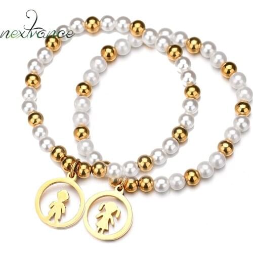 Nextvance Girl Boy Simulated Pearl Bracelet Gold Charm Beads Bracelets & Bangles Wedding Jewelry Accessories Gift Pulseras
