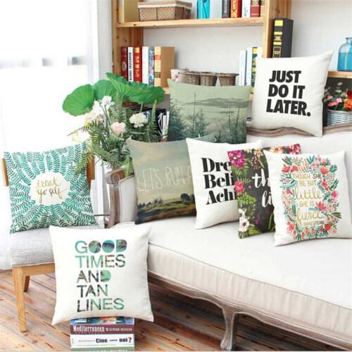Throw Cushion Cover Case Landscape Car Linen Sofa Quote Home Pillow Cotton Decor