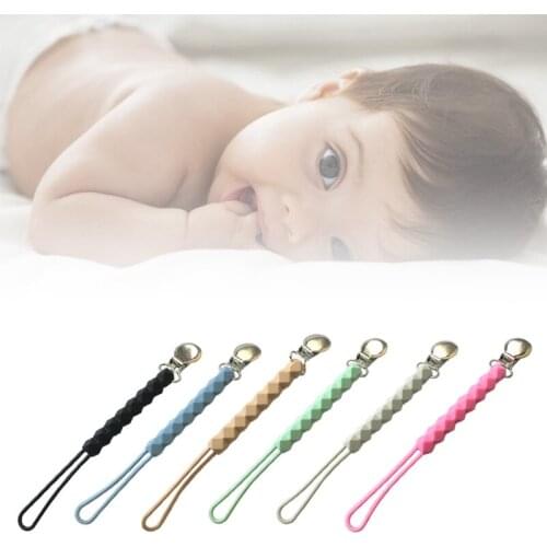 Baby Teether Soother Metal Clip Silicone Beads Pacifier Chain DIY Dummy Nipple Holder Leash Strap