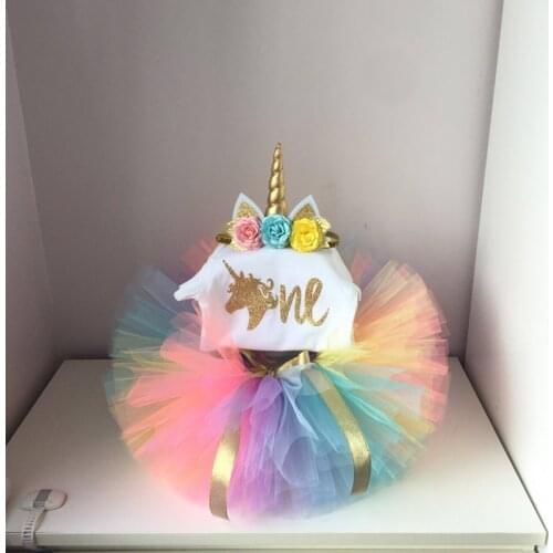 1st Party Baptism Baby Birthday Floral One Years Clothes Tutu Infant Girl Dresses Vestido Princess Costumes for 12 months Girls