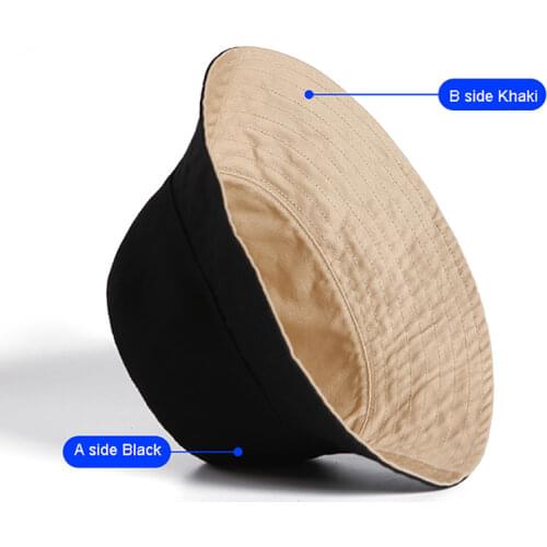 Double sided Bucket Hat for Men Outdoor Fashion Cotton Solid Color Panama Sun Protection Male Street Style Fisherman Hat Caps