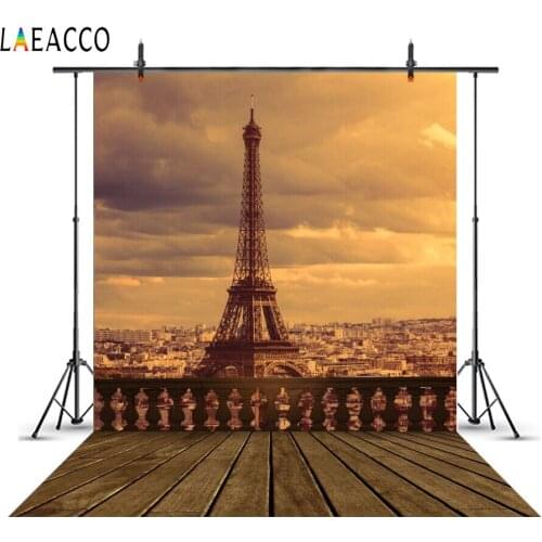 Laeacco Eiffel Tower Paris Cloudy Sky Twilight Scenic Photography Backgrounds Customized Photographic Backdrops For Photo Studio