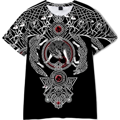 Fashion Summer High Quality T-Shirt 3D Print Vikings Symbols Tee Classic TV Show Viking Mens Streetwear Boys Short Sleeve Tops