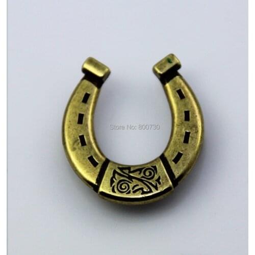 KBM01) 10pc 1"(2.4cm) Metal Concho Equestrian Cowboy Single Horseshoe Concho Antique-bronze