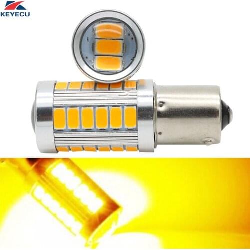 KEYECU 2x 1156 1157 12V 5630 33-SMD 1200Lums 6500K Super Bright Amber LED Turn Tail Brake Stop Signal Light Lamp Bulb