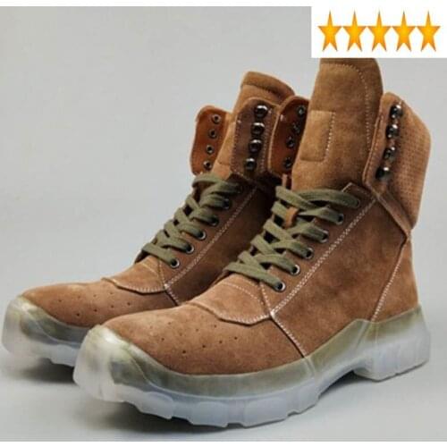 Top Men Shoes Platform High Winter Lace Up Natural Leather Fashion Work Ankle Luxury Sneakers Military Snow Boots