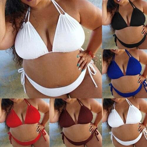Swimwear Women 2021 Plus Size Womens Solid Push Up Padded Bikini Set Swimsuit Bathing Suit Swimwear Biquinis Feminino 2021