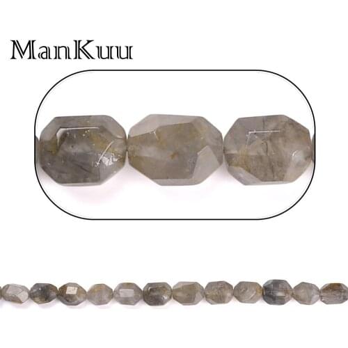 ManKuu 10pcs 12*16mm Cut Irregular Cloud Crystal Beads Grey Crystal Quartz Natural Stone Beads For DIY Jewelry Making Loose Bead