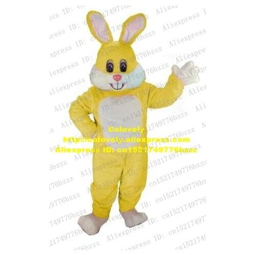 Fancy Yellow Rabbit Bunny Lepus Hare Jackrabbit Mascot Costume With Black Bright Eyes White Tooth Fat Belly No.5366 Free Ship