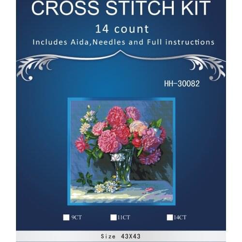 Lovely Gold Collection Counted Cross Stitch Kit Marys Bouquet Peony Peonies Flower Flowers in Vase dim 35295 70-35295 44x4