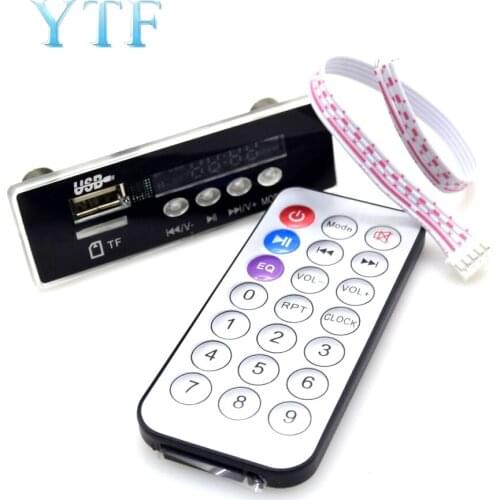 Mini 5-12V Blue Light MP3 Decoder Audio Decoding Board Time Display Support U-Disk TF Card USB FM AUX Decode