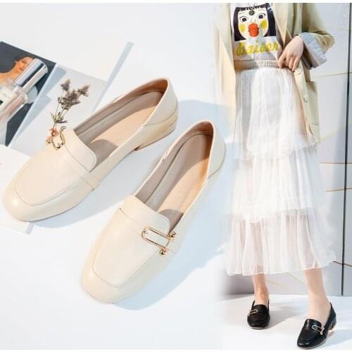Metal Bow-tie Moccasins Femme Sneakers Low Heels Loafers Comfy Soft Leather Office Shoes Women Fashion Pointed Toe Flats Woman