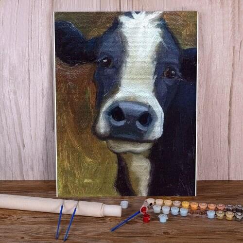 Animal Cow Coloring By Numbers Painting Complete Kit Oil Paints 50*70 Picture By Numbers Photo Home Decoration For Wholesale