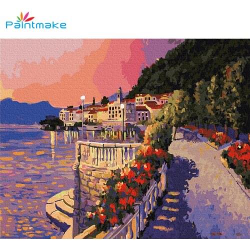 Paintmake Landscape DIY Paint By Numbers Bridge Drawing Kits Oil Painting On Canvas Unique For Home Decor Art Picture