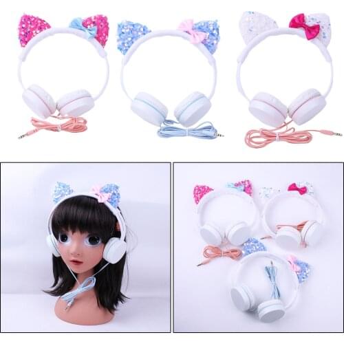 Cat Ear Headphone for Kids, Over Ear Headset Plush Earphones
