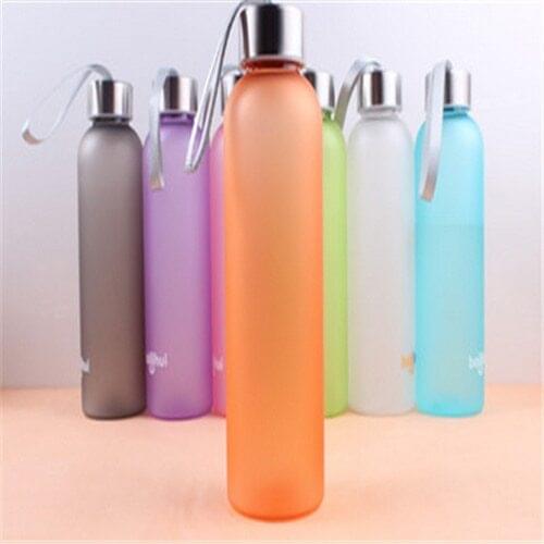 600ml New Sport Water Bottles Outdoor Travel Portable Camping Cup Creative Frosted Colorful Plastic Straight Bottle Thermos