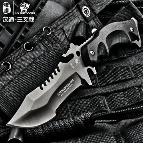 Hx Outdoors Trident Survival Knife G10 Handle ,With Nylon Sheath Rescue Hunting Camping Knives Tactical Knife Dropshipping