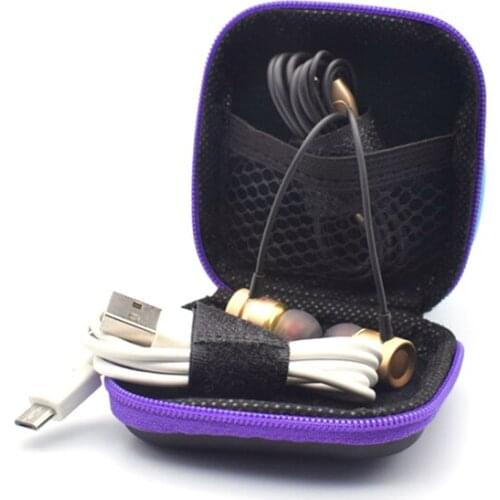 Wholesale Mini Zipper PU Leather Hold Case Storage Carrying Hard Bag Box For Earphone Headphone Earbuds Memory Card