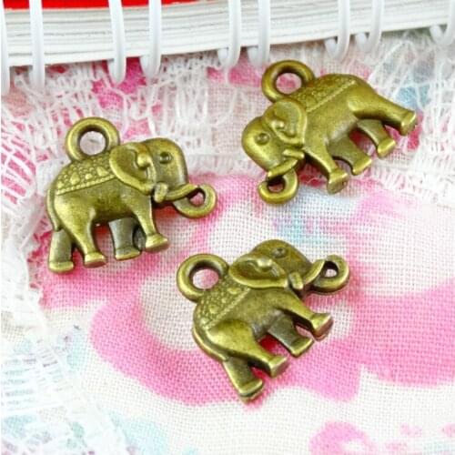 100pcs Charms Double Sided Elephant 13.7*11.8MM Antique Bronze Plated Pendants Making DIY Handmade Jewelry