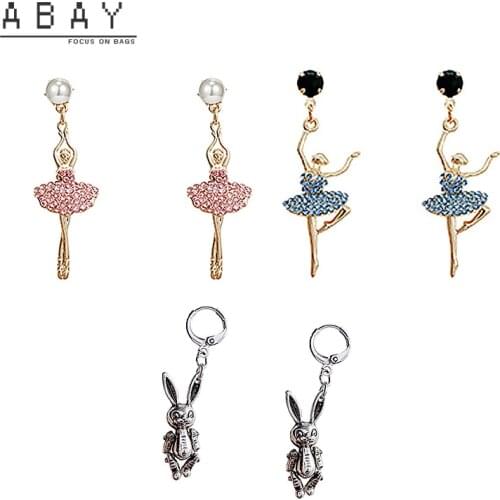 S925 Silver Needle Retro Rabbit Earrings Girl 2020 New Long Star Water Rhinestone Ballet Simple Temperament Women Ear Pendant