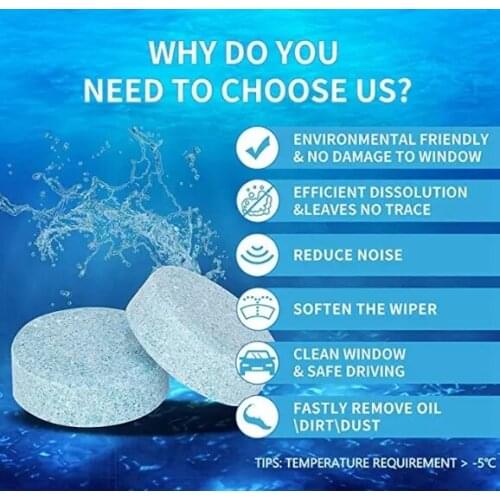 20pcs(1PC=5g/4L) Car Windshield Wiper Glass Washer Auto Solid Cleaner Compact Effervescent Tablets Window Repair Car Accessories