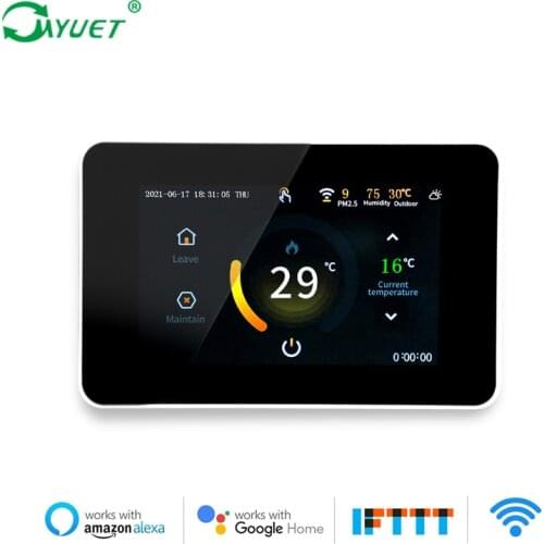 Myuet New 2021 Heating Thermostat Wifi Smart Home 4.3 inch Touch Color Screen Multi-language Voice Control Temperature Regulator