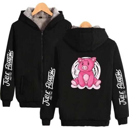Fashion Cartoon Pink Pig Kawaii Hoodie Men Women Zipper Sports Hoodies Jacket Thicker Fleece Long Sleeve Hooded Sweatshirts Tops