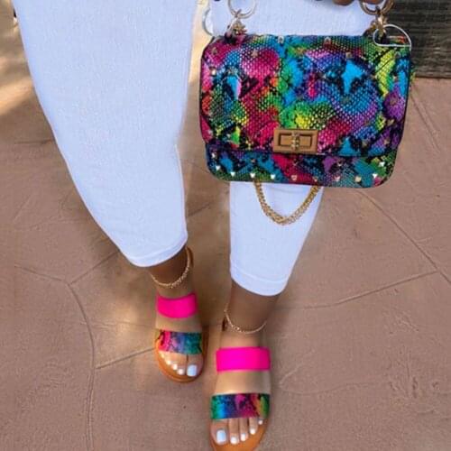 2021 Fashion Hot Sale Multicolors Snake Veins Rivets Handbags Purse Leisure Prom Women Packet Chains Shoulder Bags