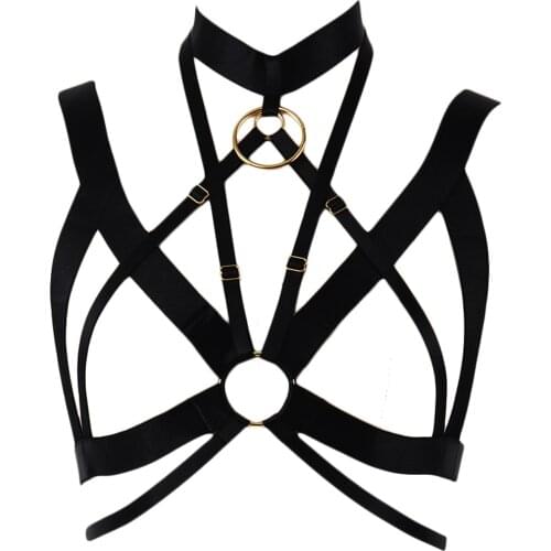 BODY HARNESS Goth Open Chest Cage Bra Women Sexy Bonbage Body Harness Belt Rave Black Body Cage Goth Crop Top Harness Bra