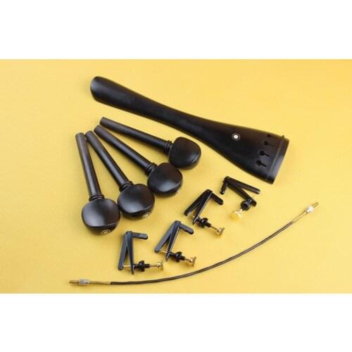 1 set new 4/4 cello parts ebony wood, tailpiece pegs tuners tail gut