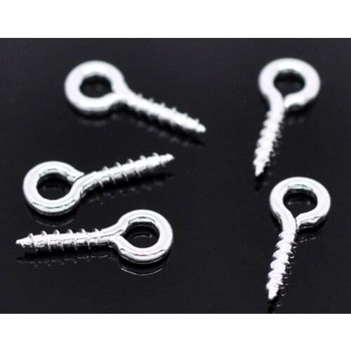 1000 PCs Doreen Box Lovely Screw Eye Bail Drilled Findings Alloy Silver Color For DIY Jewelry Making 10x4mm (B14841)