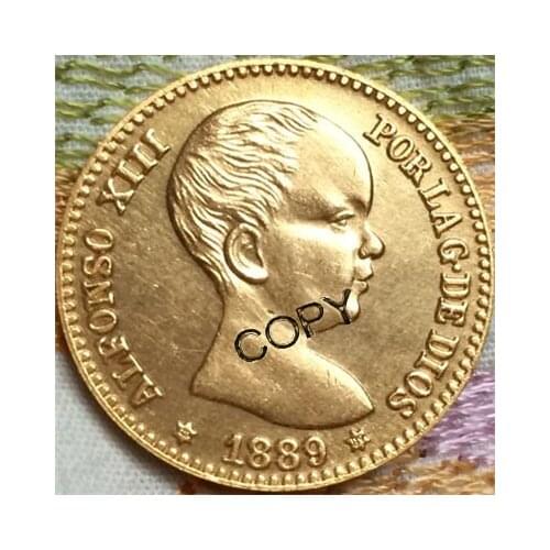 1889 Spain 20 Pesetas - Alfonso XIII coins