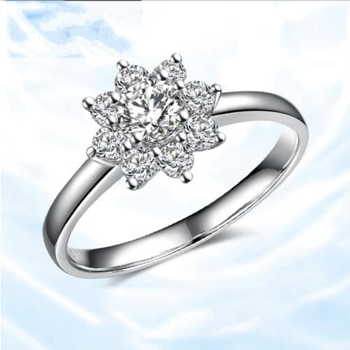 2 Colors Super Blazed AAA Austrian Cubic Zircon CZ Crystal Sun Flower Wedding Engagement Rings Gift For Women Girls Luxury Ring