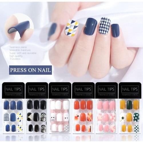 24Pcs/Set Acrylic False Nails Press On Nail Full Cover Nail Tips Nail art decoration Manicure Tool for women