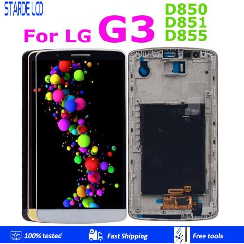 100% Original For LG G3 LCD D850 D851 D855 LCD Display with Touch Screen Digitizer Assembly With Frame Replacement