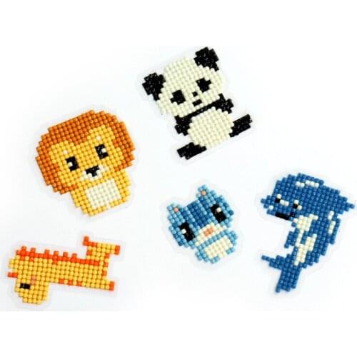 5pcs/set Children DIY Diamond Painting Catoon Animal Kids Diamond Stickers Birthday Gift Toy Phone Cup Decoration Sticker