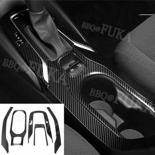 5pcs Carbon Fiber Car Gear Panel Water Cup Holder Cover Trim For 2020 Toyota Corolla