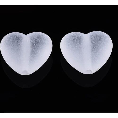 500g Transparent Acrylic Heart Beads Frosted Wheat Beads For DIY Jewelry Making 17x18x8mm, Hole: 2mm about 350pcs/500g