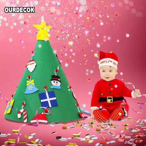 75cm 3D DIY Felt Toddler Christmas Tree New Year Kids Gifts Toys Artificial Tree Xmas Home Decoration Hanging Ornaments