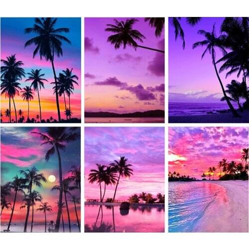 Diamond Painting Scenery Coconut tree Landscape 5D DIY Mosaic Full Square Drill Diamant Of Rhinestone Daimond Embroidery