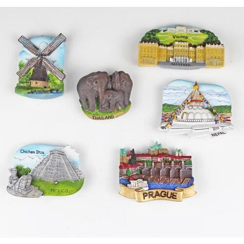 Austria Holland Thailand Tourist Gifts Polyresin Nepla Refrigerator Magnetic Stickers Travel Prague Fridge Magnet Souvenir