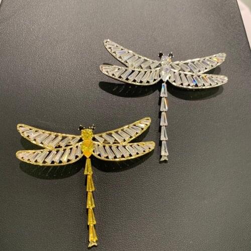 New design white gold color dragonfly brooch pins cubic zircon simple insect joker fashion jewelry for coat dress