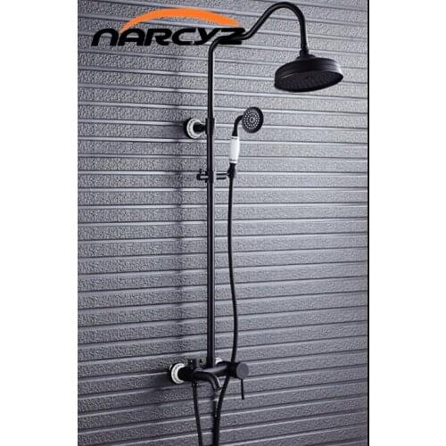 Black copper shower with shower set Full copper retro European shower with shower sprinkler faucet XT308