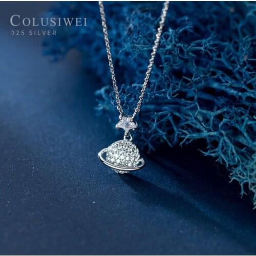 Colusiwei New Fashion Luxury Wedding Planet Pendant Necklace for Women Real 925 Sterling Silver Starry Sky Necklace Fine Jewelry