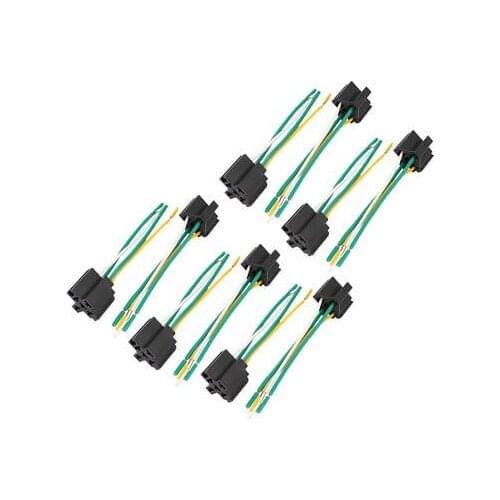 DC 12V/24V 40A 4-Pin Relay Socket Harness Connector 10pcs for Car Truck