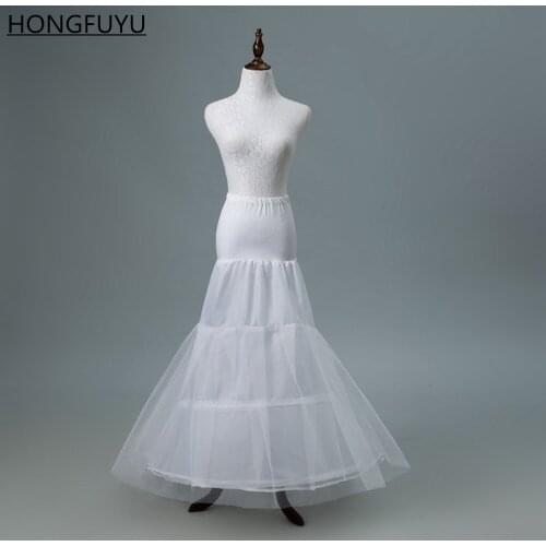 HONGFUYU White Mermaid Wedding Dresses Underskirt 2 Hoops Petticoat Crinoline Wedding Accessories for Bride